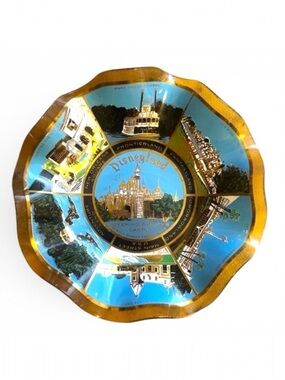 Vintage 1960s Disneyland Ashtray Gold Trim Scalloped MCM Disney Park Souvenir